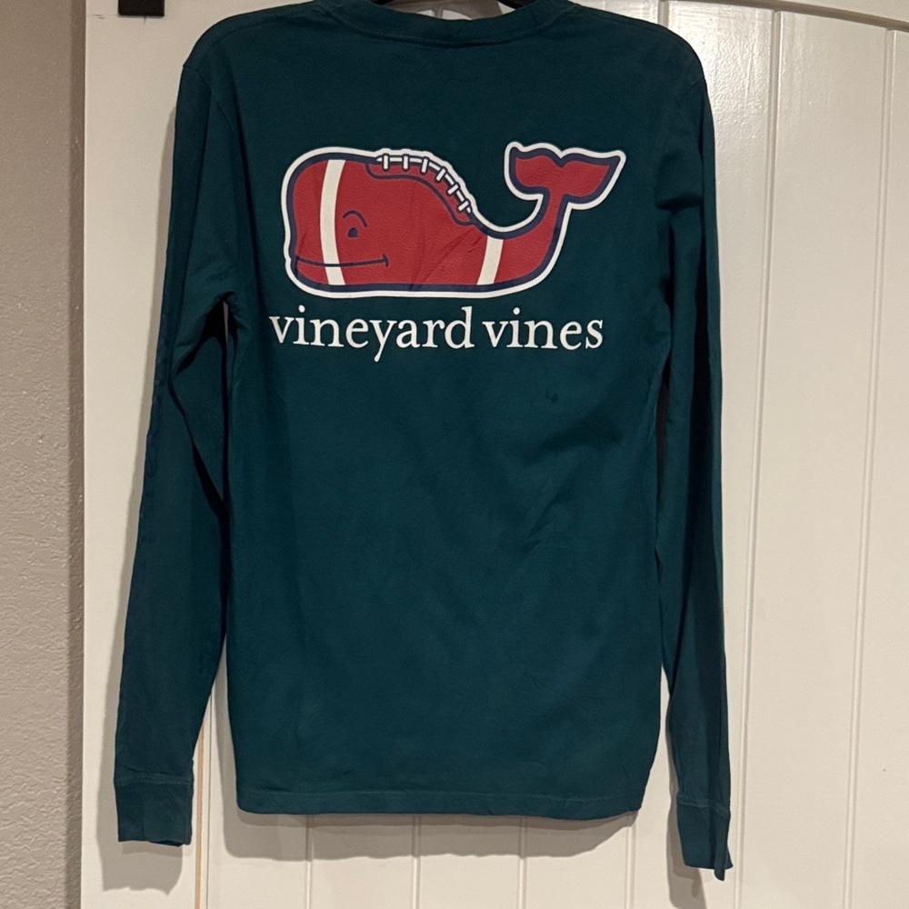 Vineyard Vines Dark Teal Shirt with Red Whale